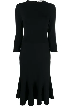 Stella McCartney Kleedjes, Dames, Zwart, M, Zwarte Logo Jurk met Ronde Hals
