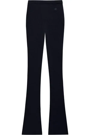 Courrèges Broeken, Dames, Zwart, L, Ribgebreide Flare Jeans