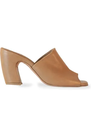 Cortana Schoenen, Dames, Bruin, 41 EU, Leer, Mules met vierkante neus en hoge hak