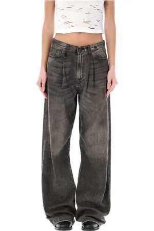 R13 Jeans, Dames, Grijs, W26, Katoen, Damon Pleated Wide Leg Jeans