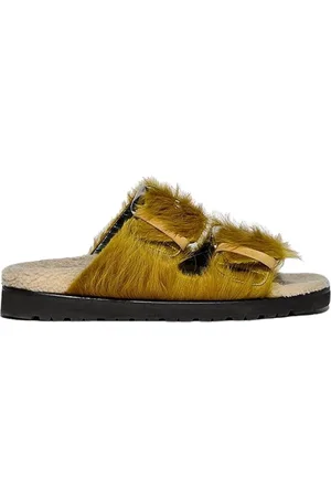 Dsquared2 Schoenen, Dames, Oranje, 38 EU, Sandalen met 20mm hak en bovenwerk van lang ponyhaar