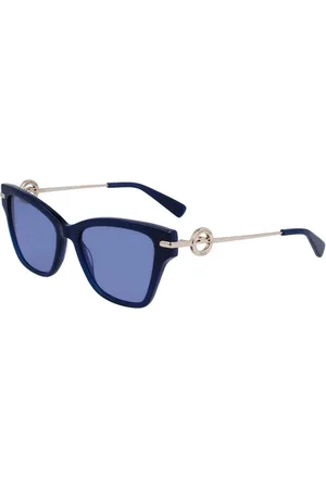 Longchamp Accessoires, Dames, Blauw, ONE Size, Blauwe acetaat zonnebril