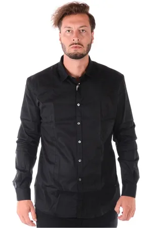 D.A. Daniele Alessandrini Overhemden, Heren, Zwart, S, Katoen, Blouses Shirts
