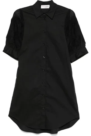 ERMANNO SCERVINO Kleedjes, Dames, Zwart, M, Zwarte jurk met knopen en zakken