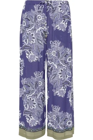 Etro Broeken, Dames, Veelkleurig, L, Beachwear Zijden Crop Broek
