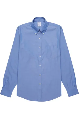 Brooks Brothers Overhemden, Heren, Blauw, S, Katoen, Stretch Supima Katoen Non-Iron Pinpoint Oxford Button-Down Collar Overhemd