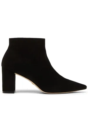 Stuart Weitzman Schoenen, Dames, Zwart, 37 1/2 EU, Leer, Exaggerated Pointed Toe Zip Bootie