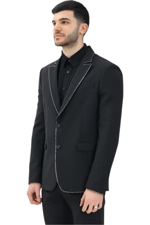 Patrizia Pepe Pakken, Heren, Zwart, XL, Leer, Zwarte single-breasted jas elegante stijl