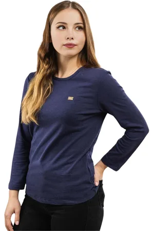 EA7 Tops, Dames, Blauw, XS, Katoen, Longsleeve Shirt