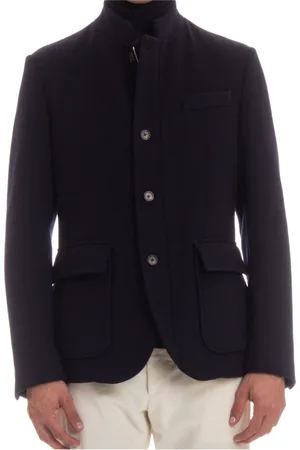 ELEVENTY Jassen, Heren, Blauw, 2Xl, Wol, Double Zip Jas