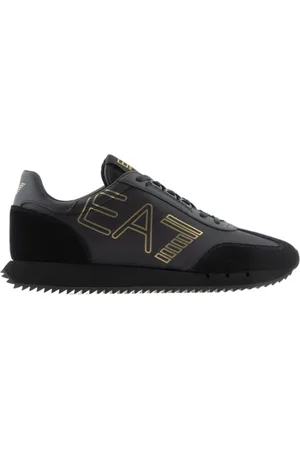EA7 Schoenen, Heren, Zwart, 45 1/3 EU, Leer, Casual Textile Sneakers