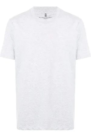 Brunello Cucinelli Tops, Heren, Grijs, L, Katoen, Lichtgrijs T-shirt Basic Fit