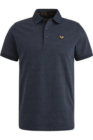 PME Legend™ Tops, Heren, Blauw, M, Katoen, Korte Mouw Jacquard Jersey Polo