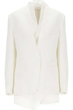 Brunello Cucinelli Jassen, Dames, Wit, S, Katoen, Witte Viscose Jas met Messing Details
