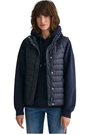 GANT Jassen, Dames, Blauw, L, Polyester, Gewatteerd Mouwloos Pufferjack