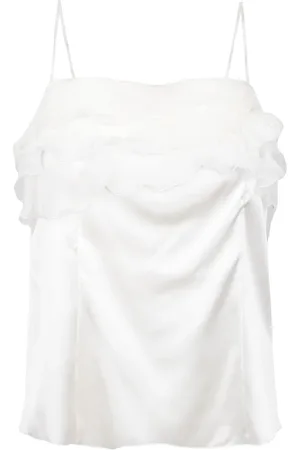 ERMANNO SCERVINO Tops, Dames, Wit, S, Polyester, Blouse met bloemenapplicaties