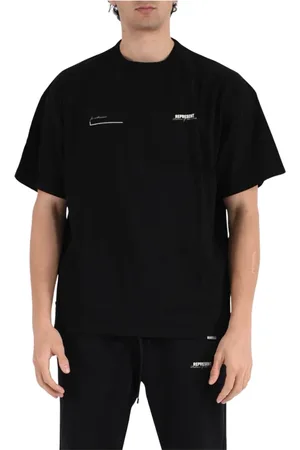 Represent Tops, Heren, Zwart, XL, Katoen, Katoenen Jersey T-shirt met Geribbelde Kraag