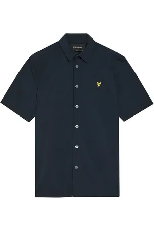 Lyle & Scott Overhemden, Heren, Blauw, S, Katoen, Oxford overhemd met korte mouwen