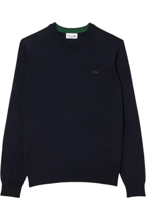 Lacoste Sweatshirts & Hoodies, Heren, Blauw, L, Wol, Merino wollen trui met ronde hals