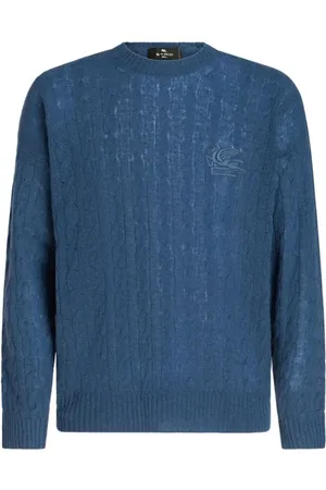 Etro Truien, Heren, Blauw, XL, Kasjmier, C-neck trui