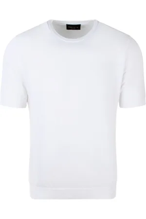 Roberto Collina Tops, Heren, Wit, L, Katoen, Katoenen Ronde Hals Korte Mouw Sweater