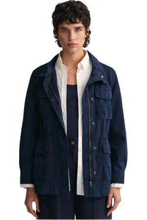 GANT Jassen, Heren, Blauw, L, Katoen, Washed Cotton Military Style Jas