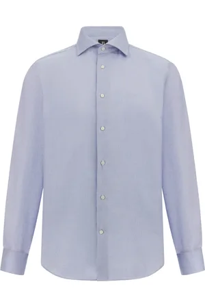 Boggi Milano Overhemden, Heren, Blauw, XL, Katoen, Ultimate Non-Iron Overhemd met Windsor Kraag