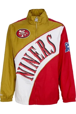 Mitchell & Ness Jassen, Heren, Veelkleurig, L, Nylon, NFL Gebogen Windbreaker Jas SF49ers