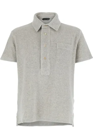 Tom Ford Tops, Heren, Grijs, M, Katoen, Grijze Polo Shirt Katoenmix Man