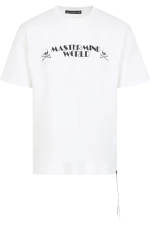 MASTERMIND Tops, Heren, Wit, S, Katoen, Wit T-shirt Stijlvol en Comfortabele Pasvorm