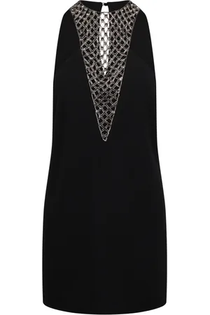 The Attico Kleedjes, Dames, Zwart, S, Polyester, Rhinestone Mesh Mini Jurk