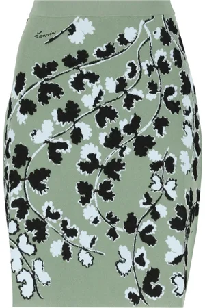 Lanvin Rokken, Dames, Groen, M, Elastische rok met bloemenprint
