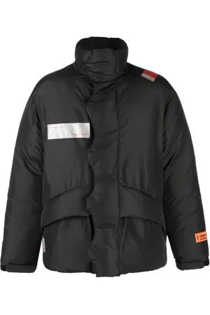 Heron Preston Jassen, Heren, Zwart, S, Katoen, Zwarte Puffer Down Jas voor Wandelen