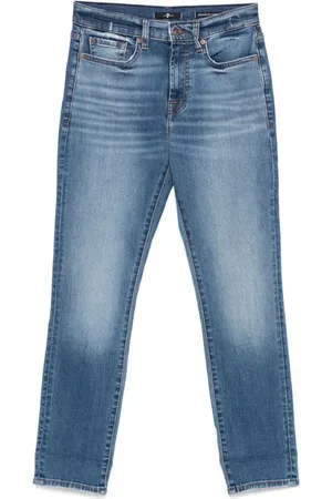 7 for all Mankind Jeans, Dames, Blauw, W26, Katoen, Indigo Blauwe Klassieke Five-Pocket Jeans