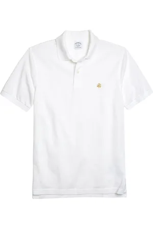 Brooks Brothers Tops, Heren, Wit, XL, Katoen, Slim-fit Polo Shirt van Supima-katoen met Korte Mouwen