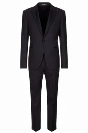Emporio Armani Pakken, Heren, Zwart, 2Xl, Satijn, Elegante smoking met ronde satijnen revers