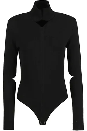 Courrèges Tops, Dames, Zwart, M, Long Sleeve Bodysuit