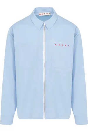 Marni Jassen, Heren, Blauw, M, Katoen, Blauw Katoenen Overhemd Moderne Stijl