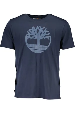 Timberland Tops, Heren, Blauw, M, Katoen, T-shirt met Logo van Katoen