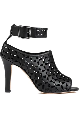 Manolo Blahnik Schoenen, Dames, Zwart, 37 EU, Leer, Tingah 105 Yoth Kalfsleren Sandalen