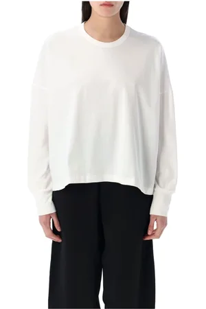 STUDIO NICHOLSON Tops, Dames, Wit, S, Katoen, Wit T-shirt met losse pasvorm