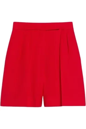 Max Mara Korte broeken, Dames, Rood, S, Wol, Rode wollen short met wijde silhouet