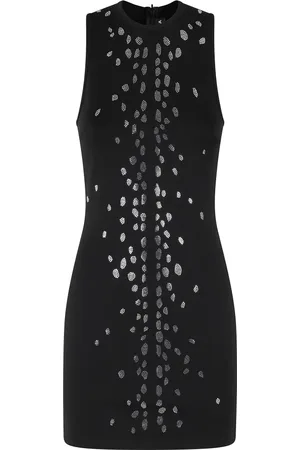 DAVID KOMA Kleedjes, Dames, Zwart, 2Xs, Polyester, Sprankelende Rhinestone Mini Jurk
