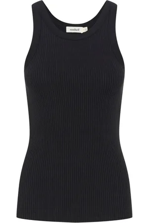 Soaked in Luxury Tops, Dames, Zwart, L, Katoen, Zwarte Tanktop Slsimone