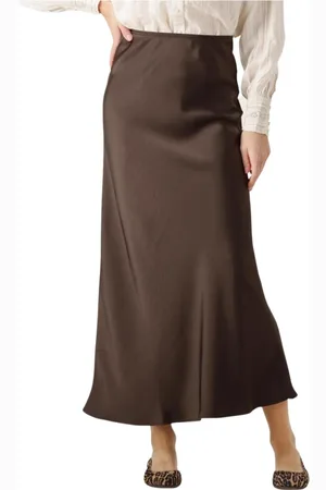Neo Noir Rokken, Dames, Bruin, S, Satijn, Elegante Vicky Sateen Maxi Rok