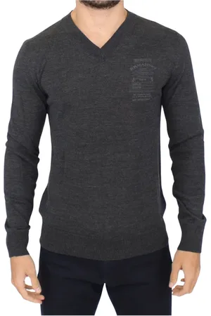ERMANNO SCERVINO Truien, Heren, Grijs, S, Wol, V-hals trui van wolmix
