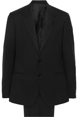 LARDINI Pakken, Heren, Zwart, 2Xl, Wol, Wollen pak met gekerfde revers