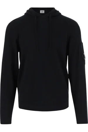 C.P. Company Sweatshirts & Hoodies, Heren, Zwart, M, Katoen, Zwarte Katoenen Logo Sweatshirt Hoodie Rits