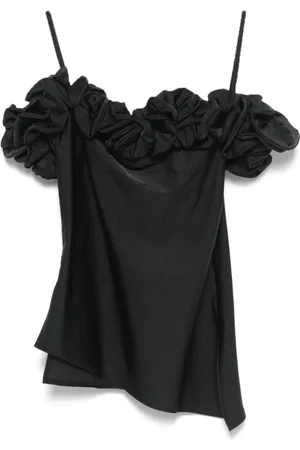 COPERNI Tops, Dames, Zwart, M, Off-Shoulder Asymmetrische Zoom Jurk