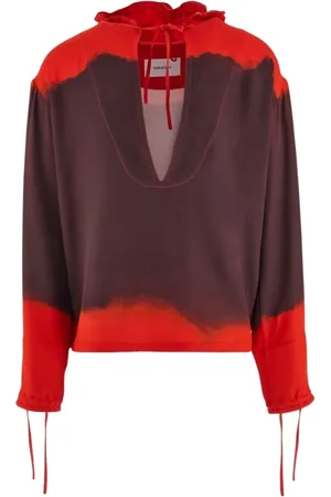 Salvatore Ferragamo Sweatshirts & Hoodies, Heren, Rood, M, Rode Kaftan met Gradient-Effect en Capuchon